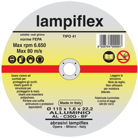 Disco abrasivo taglio alluminio lampiflex - Mm 115x22,2 h.mm 1,6