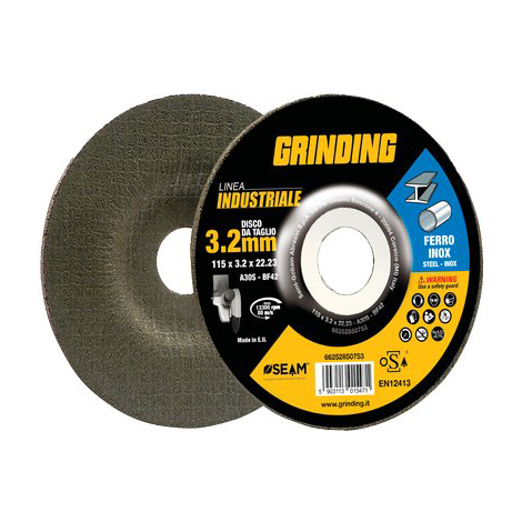 Disco abrasivo taglio ferro depresso industrial - Mm 125x22,2 h.mm 3,2