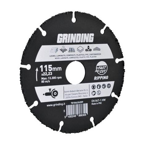 Disco ripping legno pvc industrial grinding - Mm 115x22,2 h.mm 1,2
