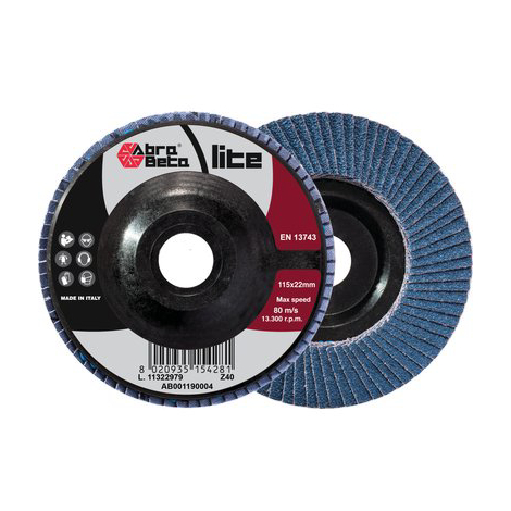 Disco lamelle radiali zirconio abrabeta - Mm 115x22 grana  40