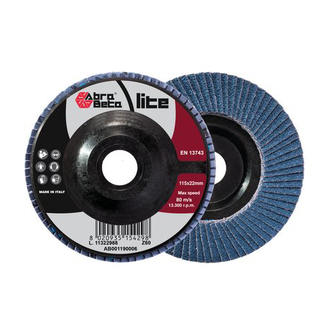 Disco lamelle radiali zirconio abrabeta - Mm 115x22 grana  60