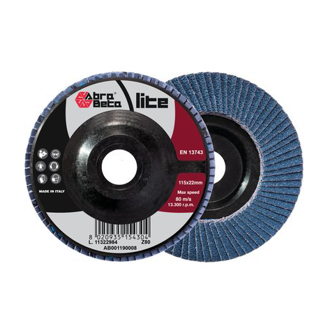 Disco lamelle radiali zirconio abrabeta - Mm 115x22 grana  80