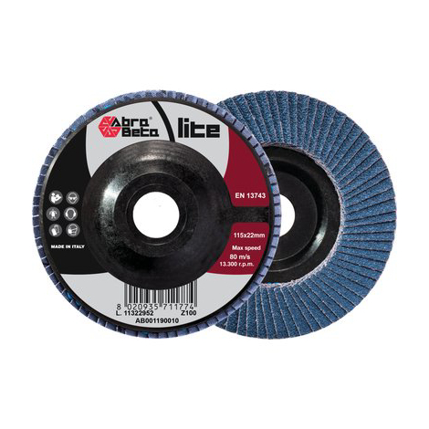 Disco lamelle radiali zirconio abrabeta - Mm 115x22 grana 100