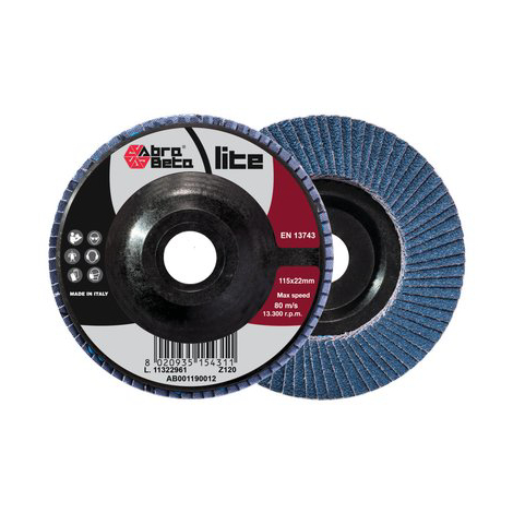 Disco lamelle radiali zirconio abrabeta - Mm 115x22 grana 120