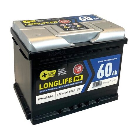 Batteria auto start stop modulo valore + - Ah  60 dx spunto 570a mm 242x175 h.mm 190