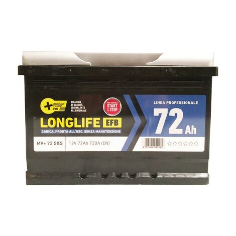 Batteria auto start stop modulo valore + - Ah  72 dx spunto 720a mm 275x175 h.mm 190