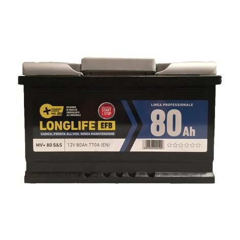Batteria auto start stop modulo valore + - Ah  80 dx spunto 770a mm 310x175 h.mm 190