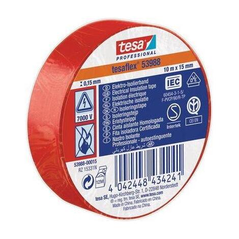 Nastro pvc isolante imq tesa - Rosso mm 15 ml 10