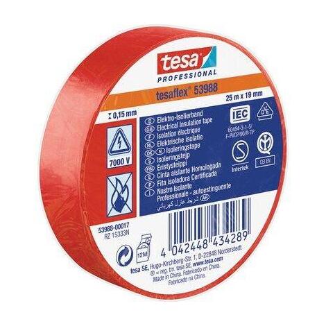 Nastro pvc isolante imq tesa - Rosso mm 19 ml 25
