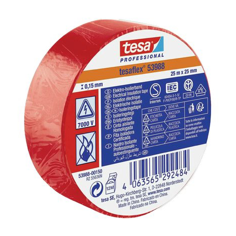 Nastro pvc isolante imq tesa - Rosso mm 25 ml 25