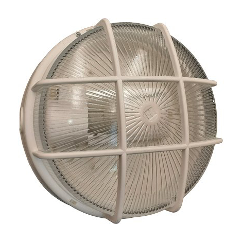 Plafoniera ppl + vetro tonda + griglia - Bianco volt 230 w max 60 e27 cm 23 h.cm 11,2