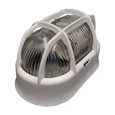 Plafoniera ppl + vetro ovale + griglia - Bianco volt 230 w max 60 e27 cm 10,5x18,5 h.cm10,8
