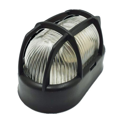 Plafoniera ppl + vetro ovale + griglia - Nero volt 230 w max 60 e27 cm 10,5x18,5 h.cm 10,8