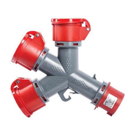 Adattatore multi spina rossa presa rossa 1355 vb - 3p+t 16a ip44