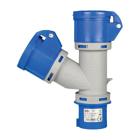 Adattatore doppio spina blu-presa blu 1751 vb - 2p+t 16a ip44