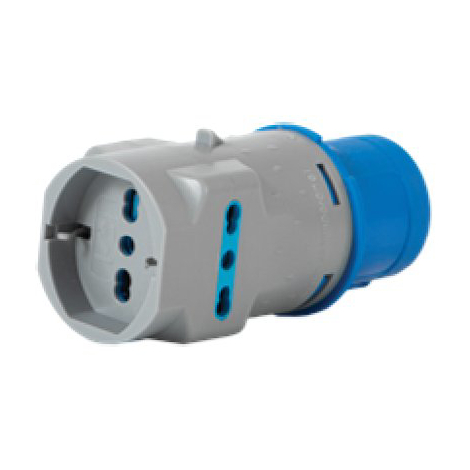 Adattatore triplo spina blu-16a+schuko 73100 vb - 2p+t 16a ip44