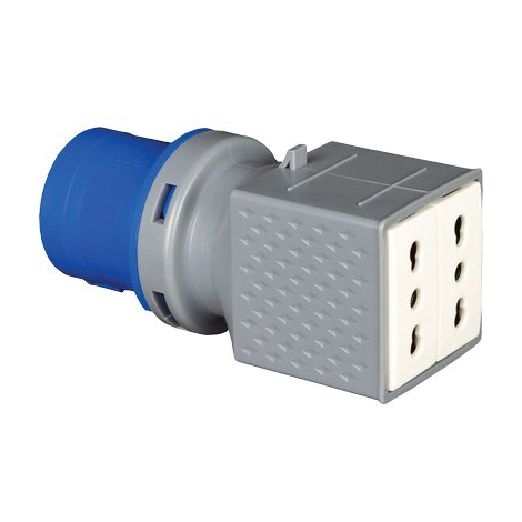 Adattatore spina blu-16a bipasso doppia 77000 vb - 2p+t 16a ip44