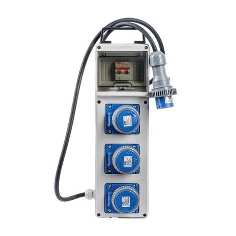 Quadro distribuzione blu pl 220/3 vb - Prese cee blu x3 mm 150x450 h.mm 137