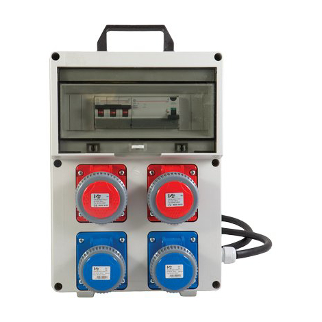 Quadro distribuzione rosso/blu pl380/2/2 vb - Prese cee blu x2+cee rossa x2 mm 204x403 h.mm 177