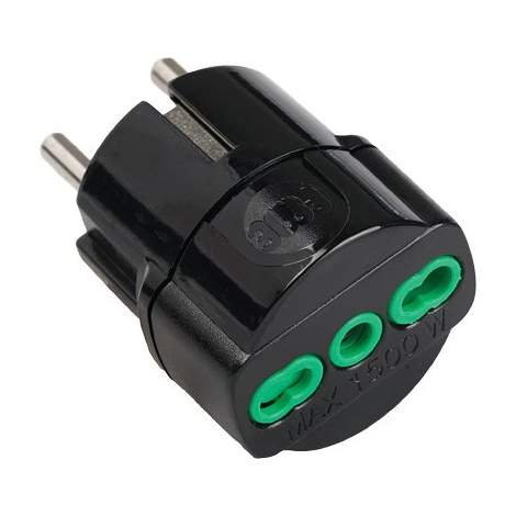 Adattatore schuko-16a bipasso fme - Nero 2p+t