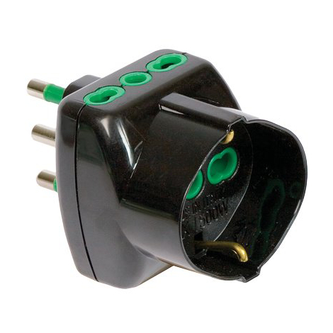 Adattatore triplo 16a-16a+schuko fme - Nero 2p+t
