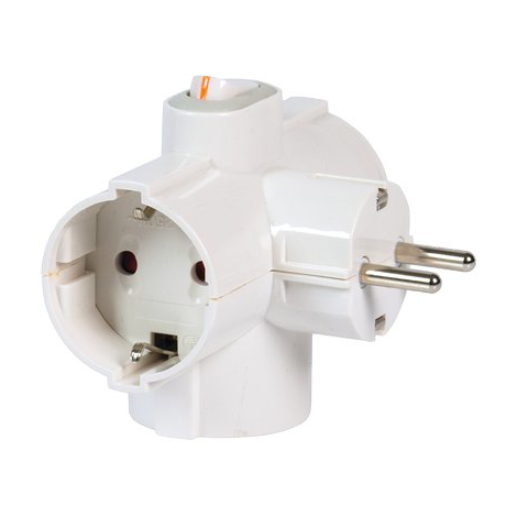 Adattatore triplo schuko-schuko+ int. 16a fme - Bianco 2p+t