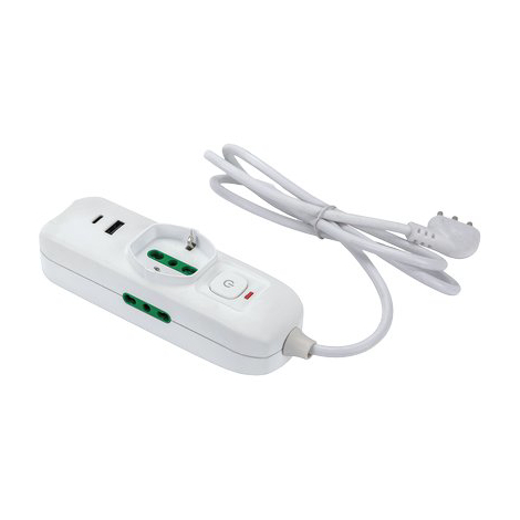 Multipresa bipasso schuko + termico triax fme - Bianco posti 3 2p+t 16a n�xmmq 3x0,75 mt 1,5