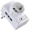 Adattatore  triplo  10a>16a  bipas+schuko  electraline - Bianco  2p+t  asimmetrico  +  interruttore  termico