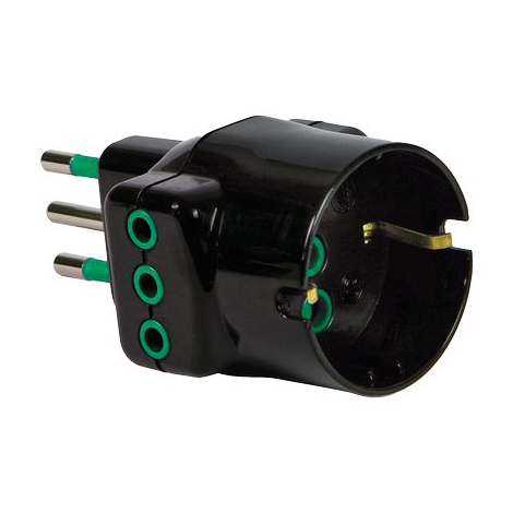 Adattatore triplo 10a-10a+schuko garanti - Nero 2p+t