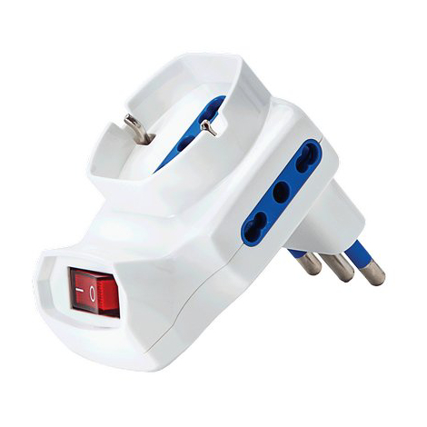 Adattatore triplo 16a-10/16a+schuko aigostar - Bianco 2p+t + interruttore