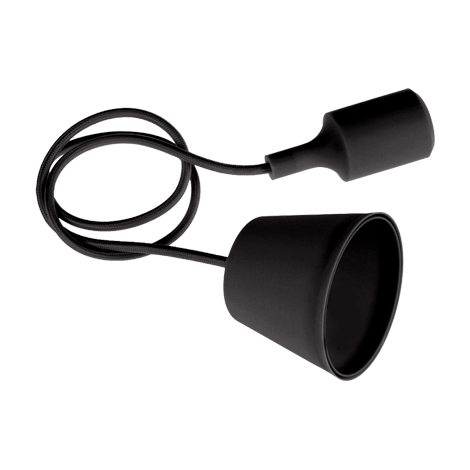 Portalampada  +  cavo  fusion  150  century - Nero  e27  cm  150
