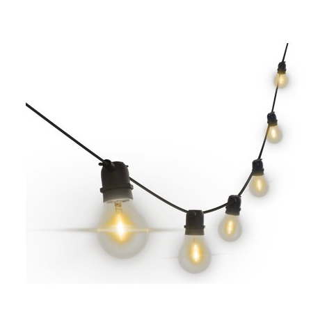 Catenaria + lampadine prolungabile fiesta century - Nera luce calda 12/24v 10xe27 mt 8,5