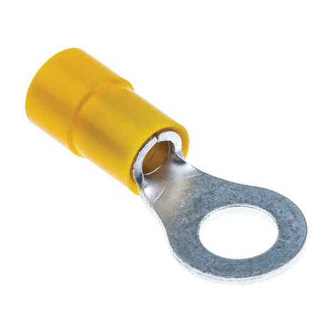 Terminale ad anello a stringere - Giallo x cavo mmq 4,0/6,0 foro mm 5,3 cf=pz 10