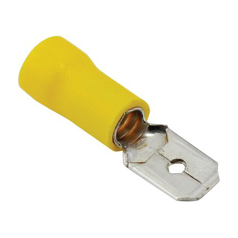 Terminale piatto maschio a stringere - Giallo x cavo mmq 4,0/6,0 mm 6,3 cf=pz 10