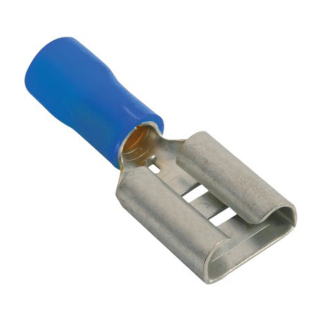 Terminale piatto femmina a stringere - Blu x cavo mmq 1,5/2,5 mm 6,3 cf=pz 10
