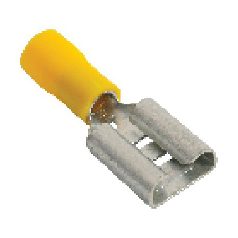 Terminale piatto femmina a stringere - Giallo x cavo mmq 4,0/6,0 mm 6,3 cf=pz 10