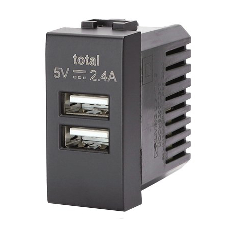 Presa usb abl - Nero 2 prese usb volt 5 a 2.4