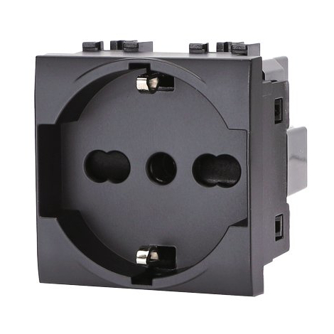 Presa schuko + sicurezza abl - Nero volt 250 a 10/16 2p+t