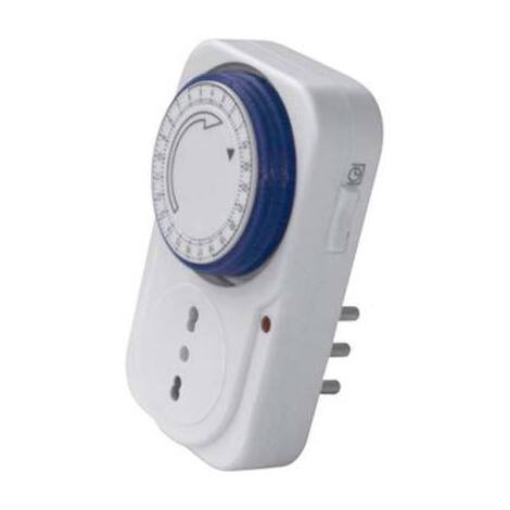 Presa  temporizzata  giornaliera  electraline - Bianco  2p+t  16a  bipasso