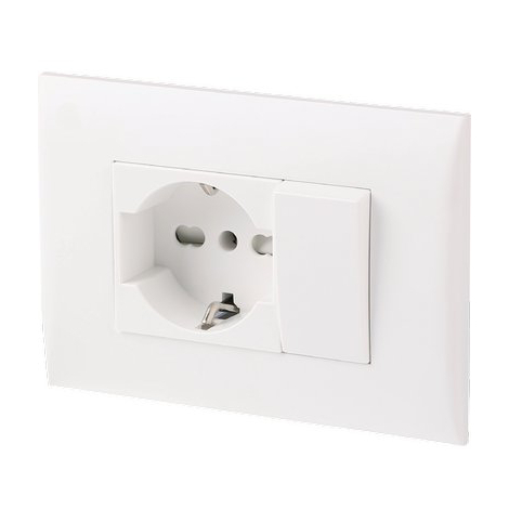 Placca precomposta 2212 electraline - Bianco posti 2 deviatore + schuko volt 220 a 16
