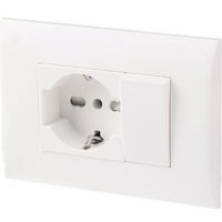 Placca precomposta 2212 electraline - Bianco posti 2 deviatore + schuko volt 220 a 16