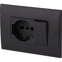 Placca precomposta 2212 electraline - Nero posti 2 deviatore + schuko volt 220 a 16