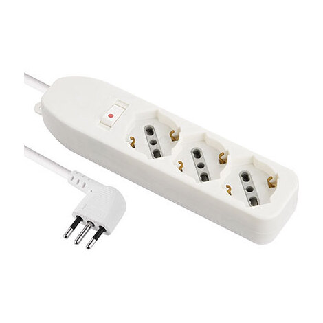 Multipresa  bipasso  schuko  +  termico  electraline - Bianco  posti  3  2p+t  10a  nxmmq  3x0,75  mt  1,5