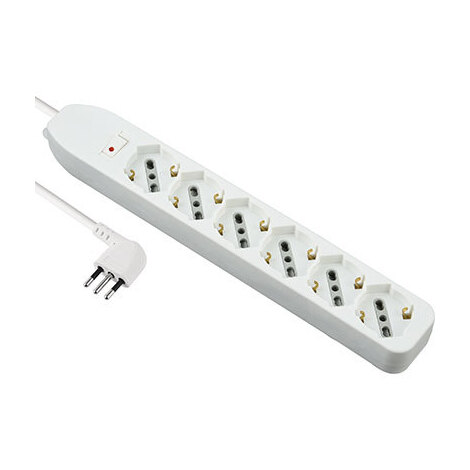 Multipresa  bipasso  schuko  +  termico  electraline - Bianco  posti  6  2p+t  10a  nxmmq  3x0,75  mt  1,5