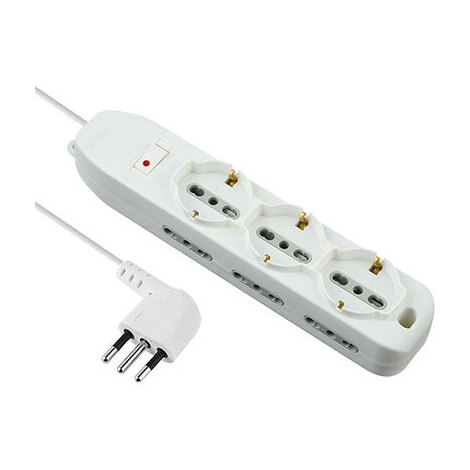 Multipresa  bipasso  +  schuko  +  termico  electraline - Bianco  posti  9  2p+t  10a  nxmmq  3x0,75  mt  2