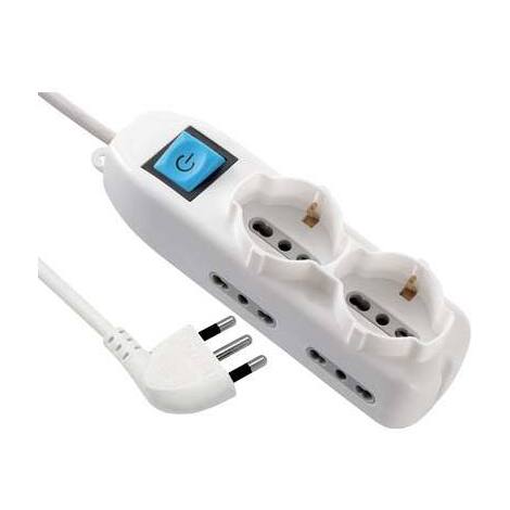 Multipresa  bipasso  +  schuko  +  int.lum  electraline - Bianco  posti  6  2p+t  16a  nxmmq  3x1,5  mt  1,5