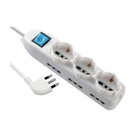 Multipresa  bipasso  +  schuko  +  int.lum  electraline - Bianco  posti  9  2p+t  16a  nxmmq  3x1,5  mt  1,5