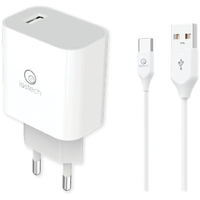 Caricabatteria smartphone rapido kit lostech - Type-c  bianco volt 220 + cavo cm 100