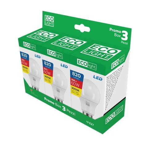 Lampada led goccia ecolight century - Calda volt 230 watt  9 lumen 820 e27 cf=pz 3
