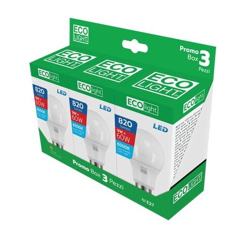 Lampada led goccia ecolight century - Fredda volt 230 watt  9 lumen 820 e27 cf=pz 3